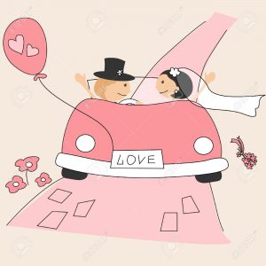 9820004-Wedding-invitation-with-funny-bride-and-groom-Stock-Vector-wedding-cartoon-couple