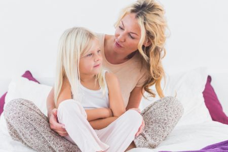 Image: 0164711040, License: Royalty free, Mother and her daughter talking sitting on a bed, Property Release: No or not aplicable, Model Release: No or not aplicable, Place: Majorca, Spain, Credit line: Profimedia.com, Wavebreak