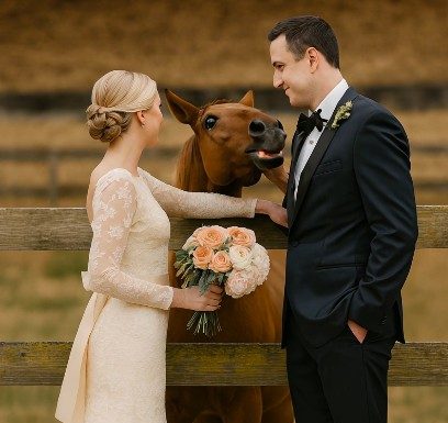 Tokom svadbenog fotografisanja, moj konj je iznenada počeo da rže kad je video mog verenika, a zatim ga je ugrizao — tek kasnije sam shvatila zašto…