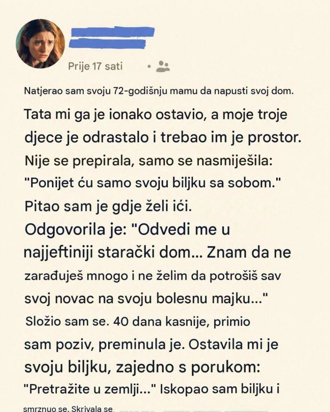 Izbacio je majku iz kuće sa 72 godine, a onda je u njenoj biljci pronašao posljednju poruku ljubavi - featured image