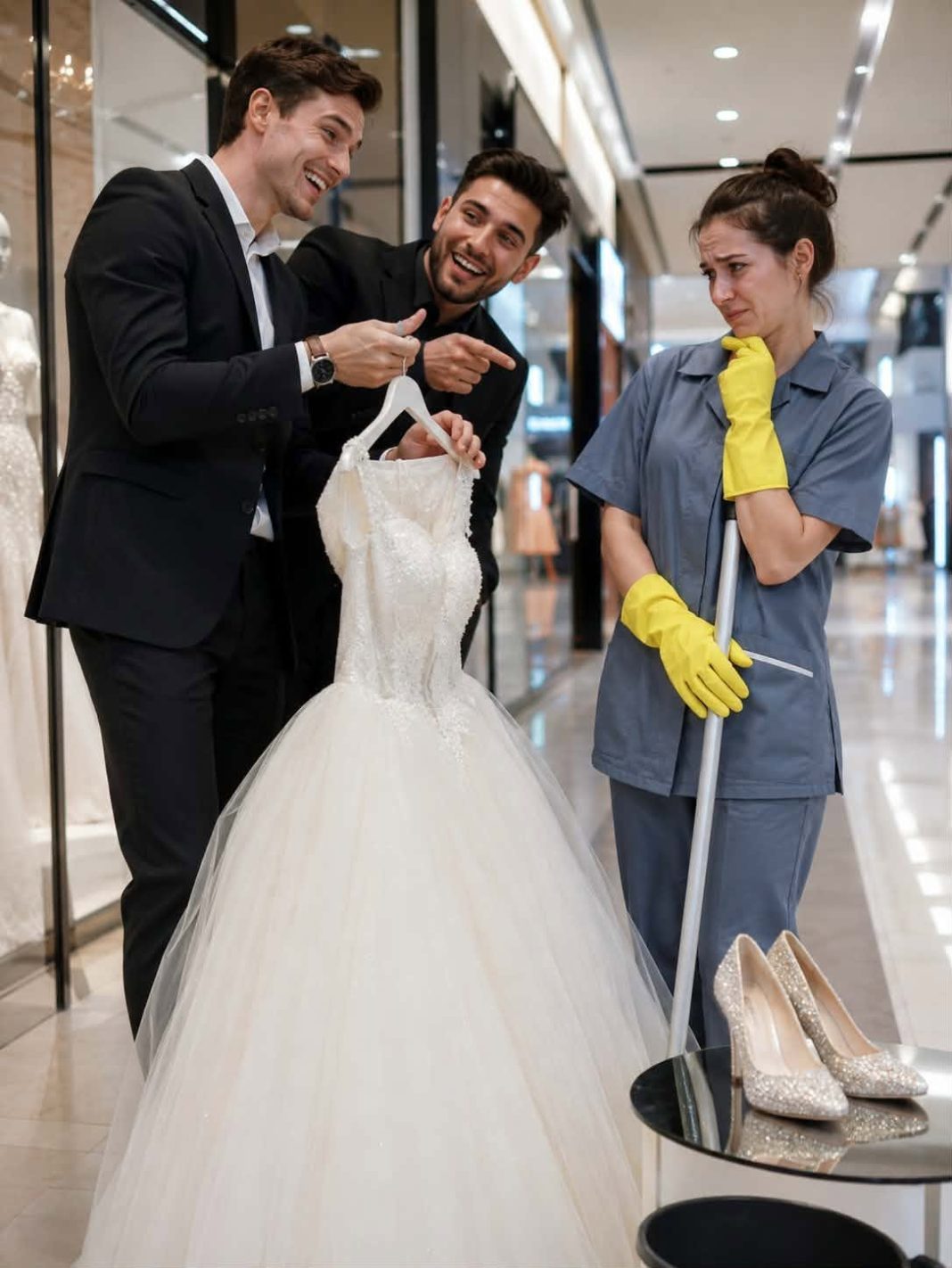 👰 Bogati vlasnik salona vjenčanica odlučio je sa svojim prijateljem okrutno se našaliti s mladom čistačicom. Rekao joj je da će je istog dana oženiti ako obuče najskuplju vjenčanicu i cipele u salonu. Djevojka je pristala, ali nitko od njih nije ni slutio što će se dogoditi kada izađe iz garderobe… - featured image
