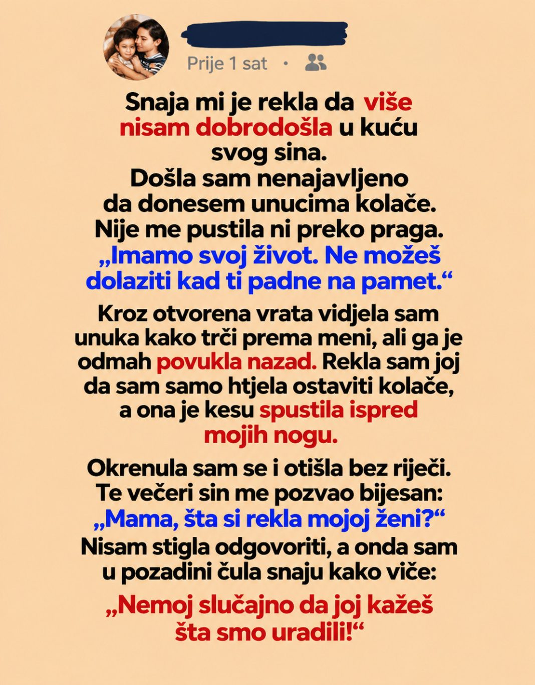 Snaja mi je zabranila da dolazim kod sina - featured image