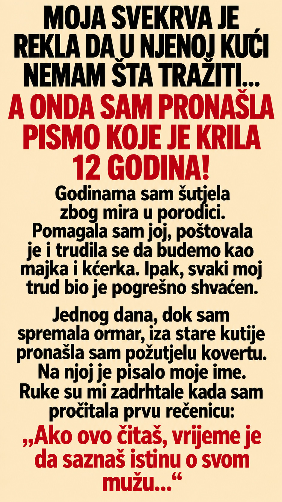 Svekrva me godinama odbacivala, a onda sam pronašla pismo koje je promijenilo sve - featured image Svekrva me godinama odbacivala, a onda sam pronašla pismo koje je promijenilo sve - featured image